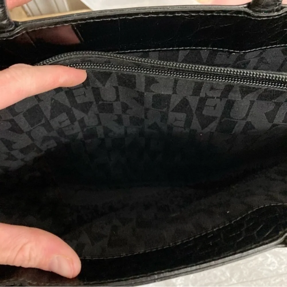 Furla black embossed leather multi compartment tote bag